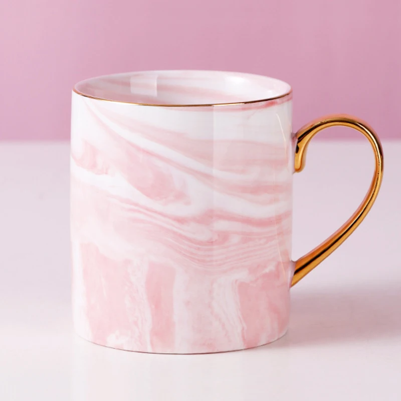 Wholesale Hot Sale 400ml High Temperature Ceramic Marble Mug With Gold Rim