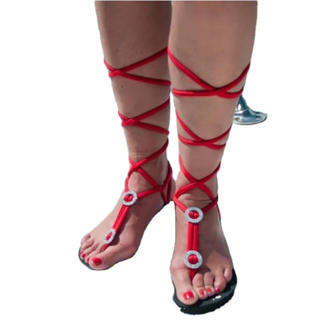 TWOWELL Summer Beach Girl interchangeable Lace Up 3 loops&5 loops Lady beach sandals