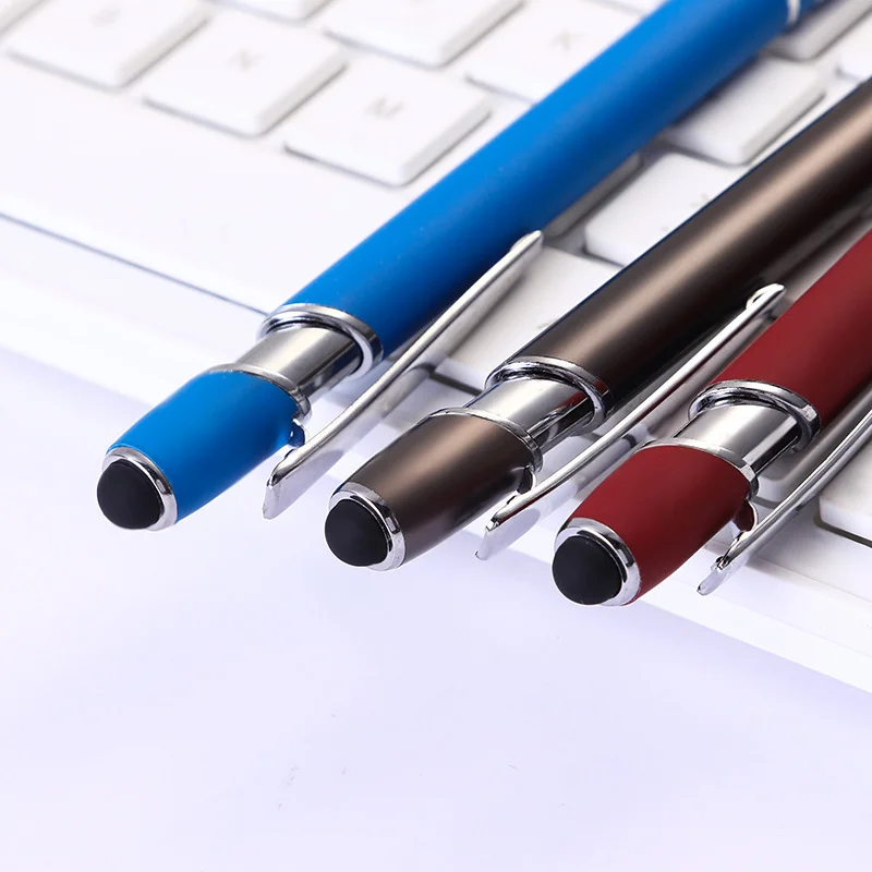 X710 Promotional 2 In 1 Customized Ballpoint Pen Multi-colored Luxury Metal Stylus Ball Pen With Logo Printed For Office