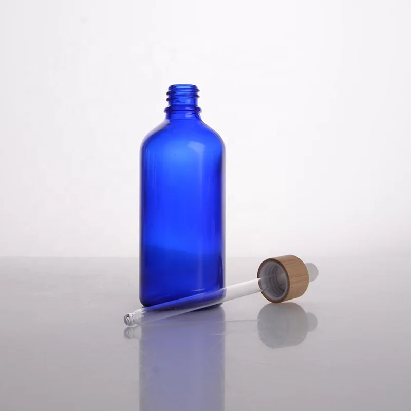 Wholesale 5ml 10ml 15ml 20ml 30ml 50ml 100ml blue color glass essential oil dropper bottles