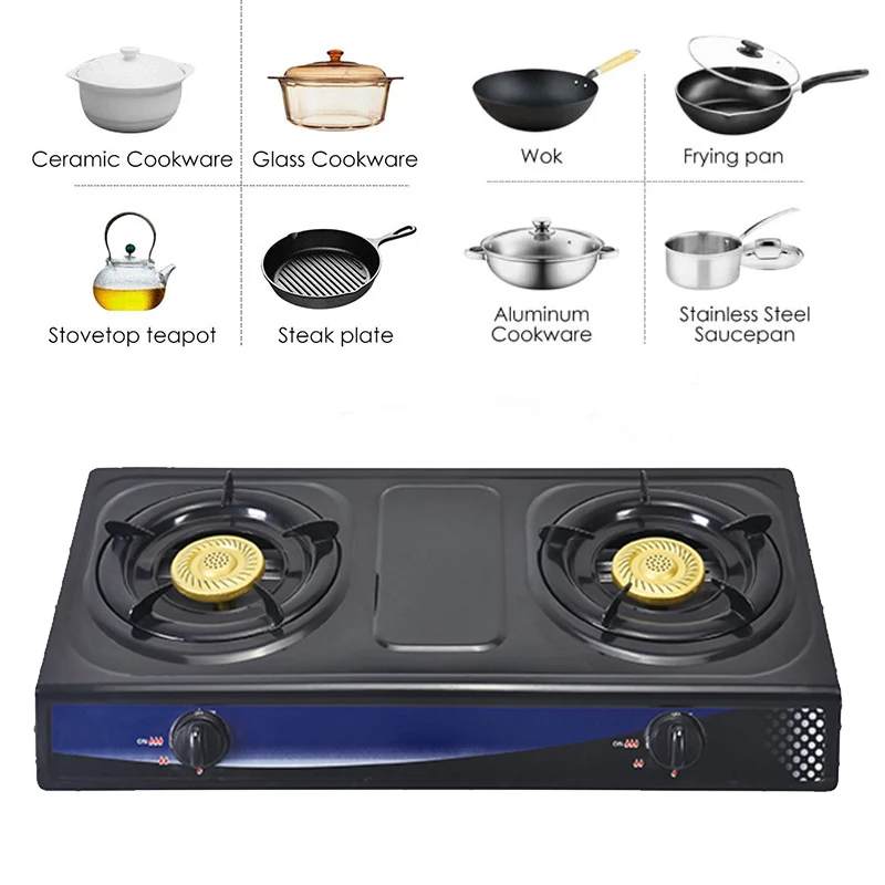 Cheap Price Stainless Steel Gas Stove 2 Burner Table Gas Stove Kitchen Appliance Cooking Gas