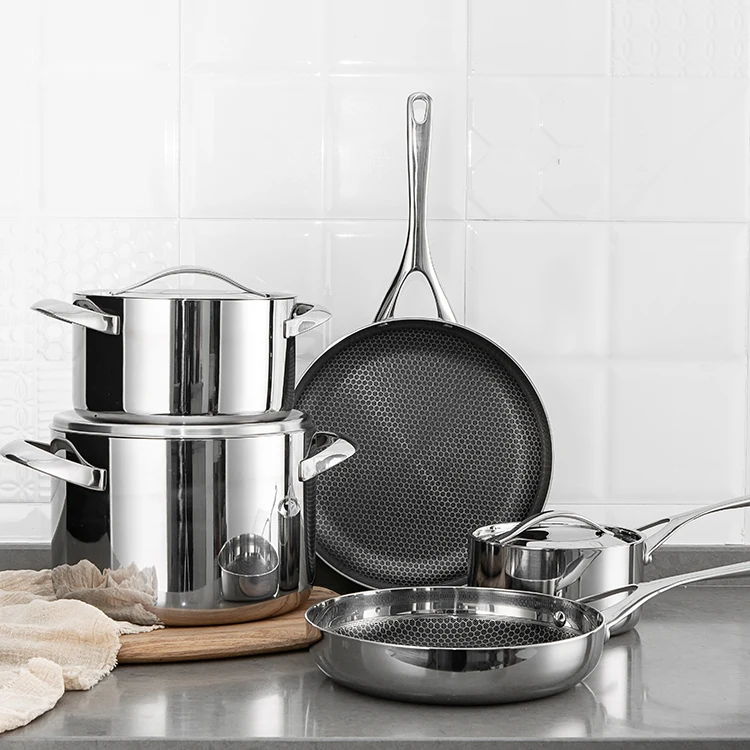 Amazon 3ply Stainless Steel Frying Pan Nonstick Cooking Fry Pan Pot Set Cookware Set