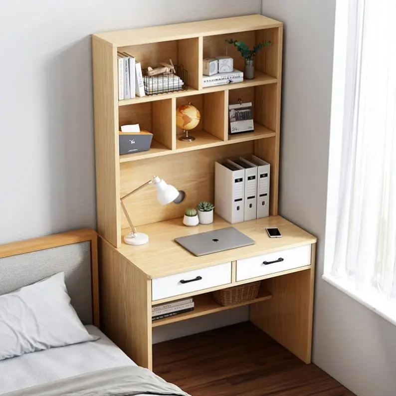 Desktop Computer Desk Household Desk Bookshelf Integrated Simple Office With Bookcase Combination Bedroom Student Writing Desk