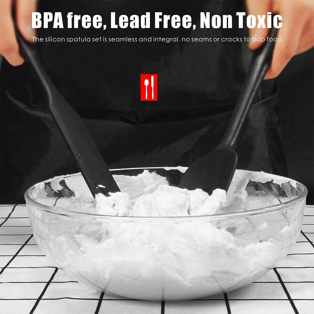 BPA-Free Kitchen 11 pcs Heat Resistant Rubber silicone spatula set Baking Utensils for Cooking tools Nonstick Cookware Friendly