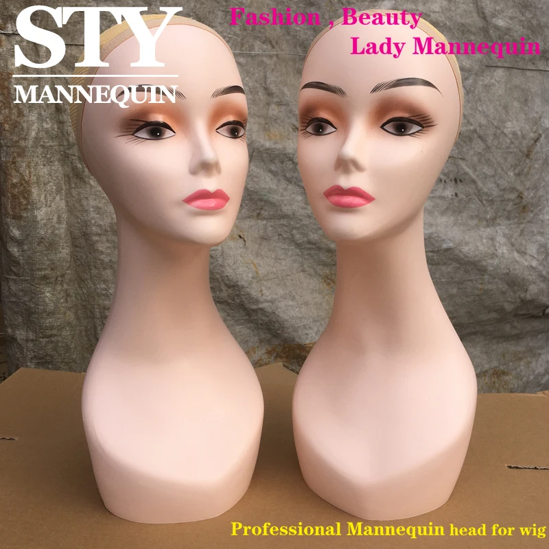 mannequin pink head female head mannequin without shoul9 mannequin head with makeup Yellow eye shadow