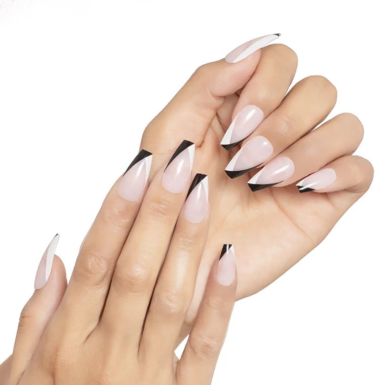Nail Vendor Customize Pre Designed for Women Artificial Nails Decorated Luxury False Nails Low MOQ and Fast Delivery Hot Grid