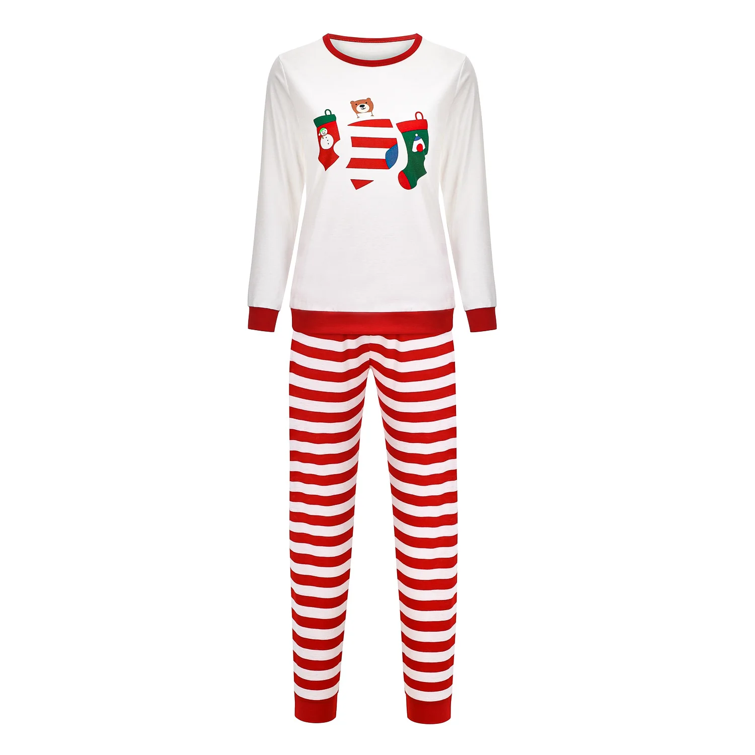 2021Amazon wish homewear striped family suit christmas socks printed parent-child pajamas