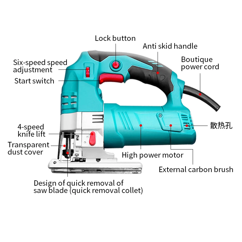 
Boda power tools J6-60 high performance 500W jig saw machine for saw wood 
