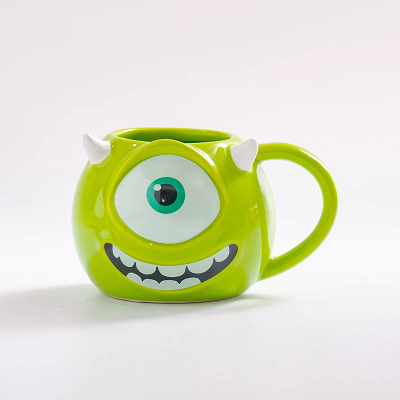 Cute Monsters University Furry Three-eyes ceramic cup customization cup with handle coffee cup green creative milk mug