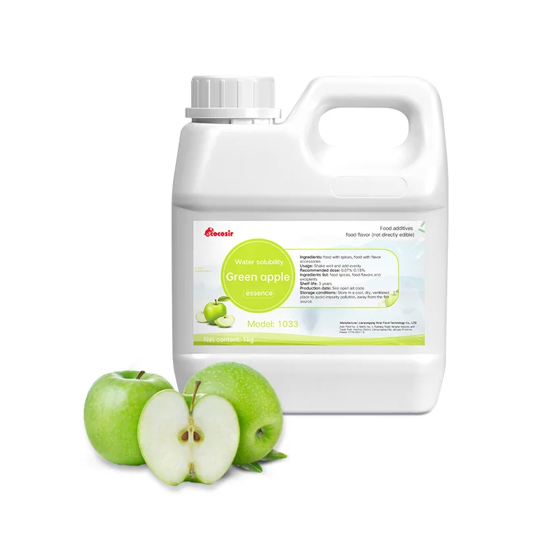 Wholesale Green Apple Essence 1kg Food Grade Water Soluble Additive Fruit Flavoring Agent For Cream Baking Cake Gum Beverage