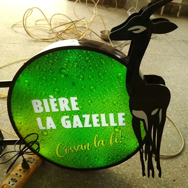 Custom Shaped Round Square Metal Advertising Led Lightbox Logo Signs Acrylic Vacuum Forming Double Sides Light Box Signs