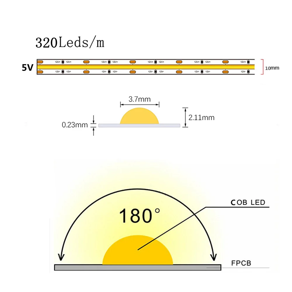 5V with USB switch Flexible wine cabinet Cabinet atmosphere light Battery box DIY handmade COB light strip