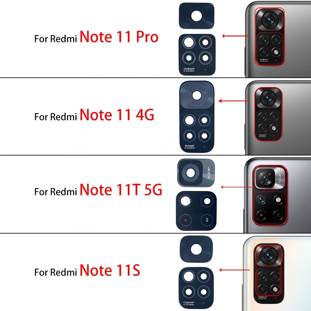 Оптовая продажа объектив задней камеры для Redmi Note 11 11Pro 11E 11S 11T 10T 9 9S 8T 8 Pro запасные части