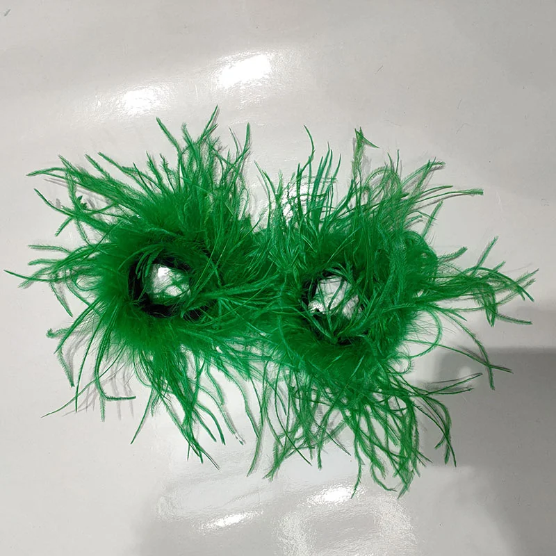 Colorful Ladies Genuine Turkey Fur Feather Slap Bracelet Cuff Sleeve Wholesale Women Wrist Detachable Ostrich Feather Cuffs