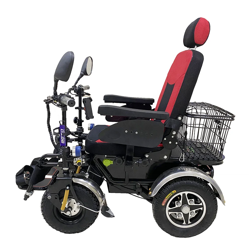 All Terrain Elderly Electric Wheelchairs With Fat Knobby Tires Off Road Wheelchair Powerchair Strong Power Offroad Wheels