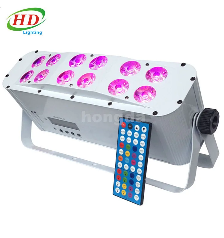  Профессиональный для ди-Джея свет Светодиодные плоский par 12x18 Вт RGBAW-UV 6in1 dmx беспроводной батарейках светодиодные лампы подсветки 12 шт.