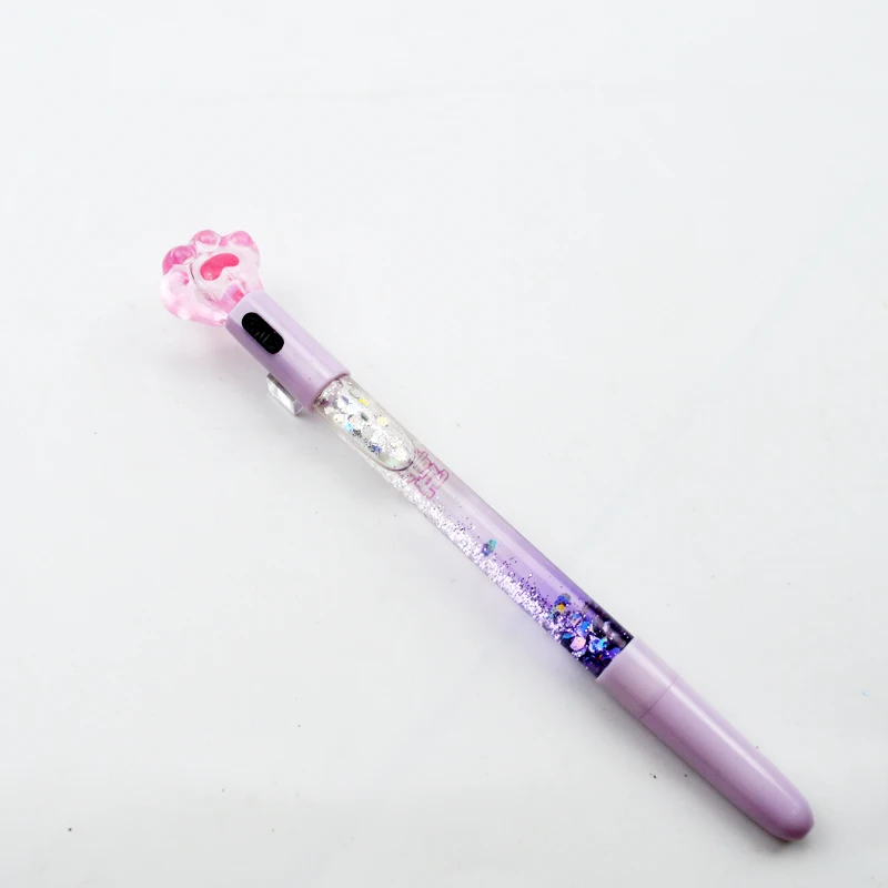 Customized Logo New Style Cute Plastic Single Led Light 1.0MM Refill Black Ink Gel Pen