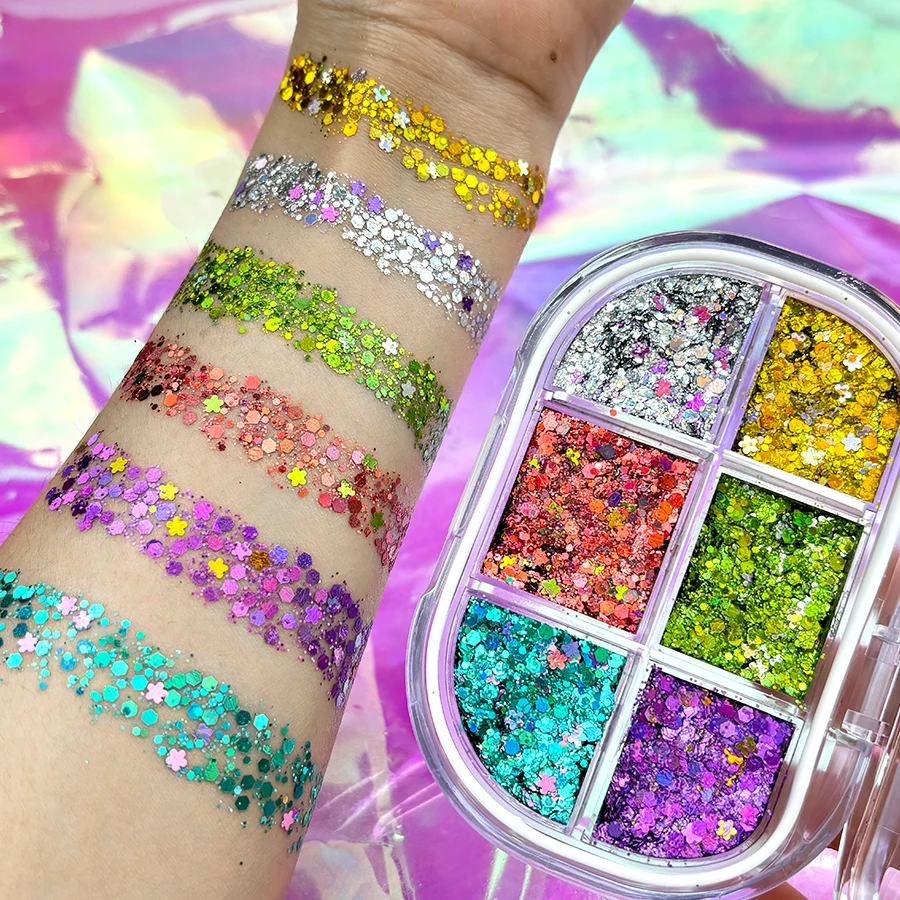 OEM Glitter Custom 6 colors Creamy Customize Eyeshadow Palette Private Label Logo Black Glitter Eyeshadow Palette Eye Shadow