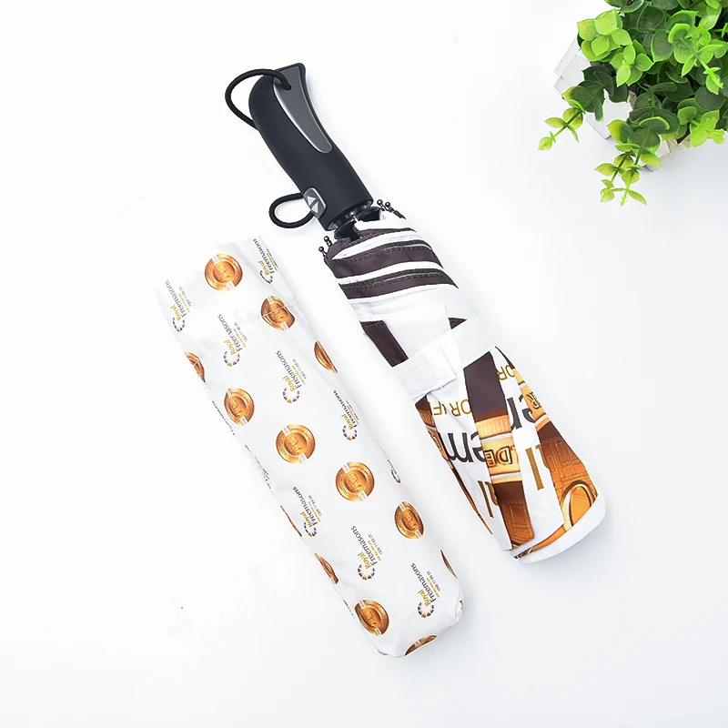 DIY Customized Design Sublimation automatic 3 Folding Umbrella With Customized Gift Box