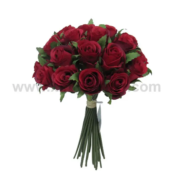 Customized high quality wedding stage decoration artificial red rose bouquet silk rose bunch x 26 flower buds flower posy