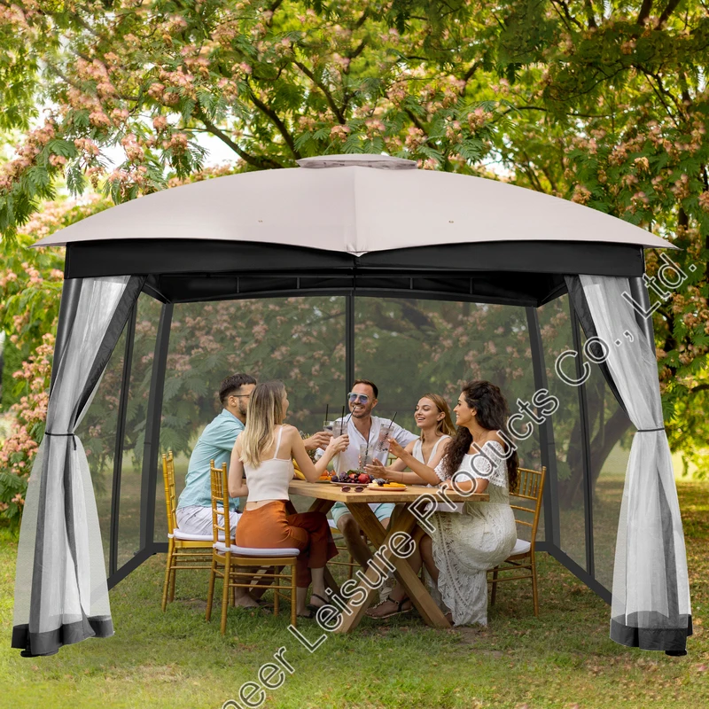 USA Stock Patio Gazebo on Clearance with Privacy Screen  Double Roof Tops Patio Canopy with  for Garden Backyard Deck