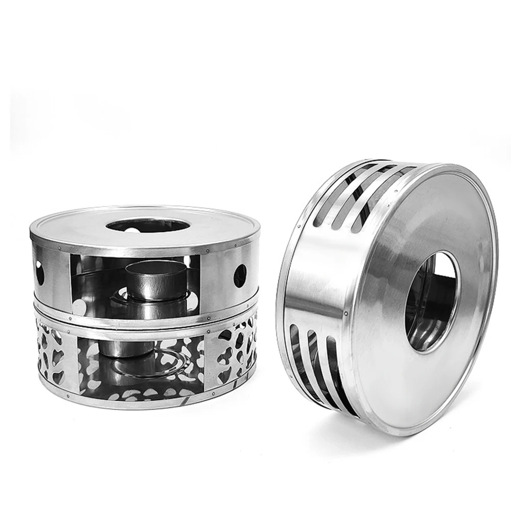 Stylish Tea Pot Heater Brushed Stainless Steel Teapot Warmer with Candle Holder