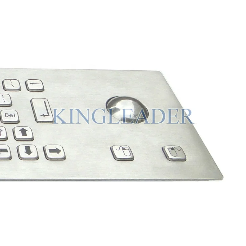 Metal kiosk keyboard with trackball and USB/PS2 interface