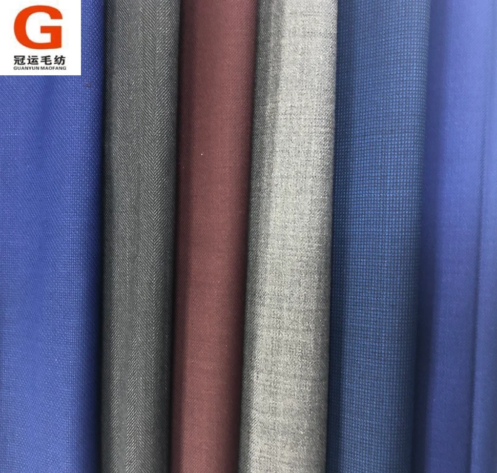 In stock checked worsted 100W 70W 50W 30W super fine italian wool suit fabric