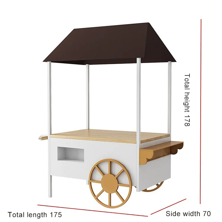 Outdoor Street Mobile Coffee Ice Cream Hand Push Food Kiosk Cart for Sale Mobile Ice Cream Cart on Street