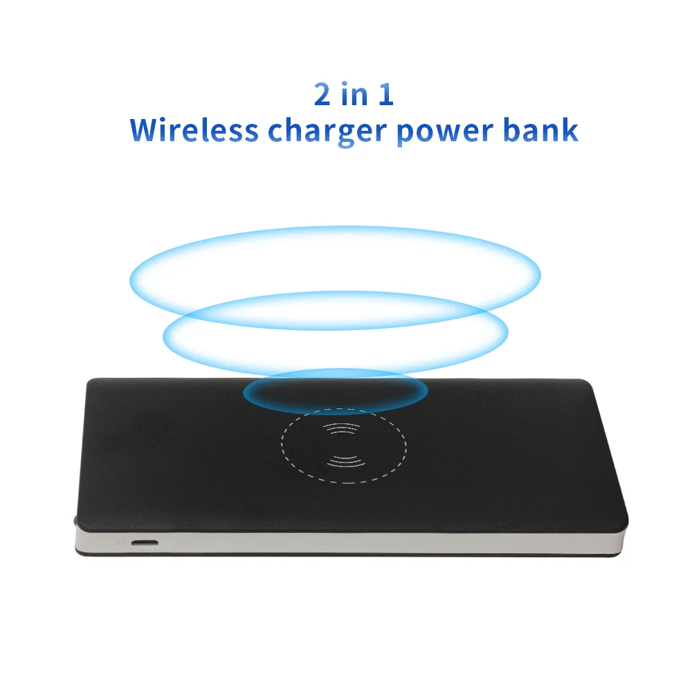Hot selling PD18W multiple Ultra-thin Charger flashlight  Wireless Power Banks 10000mah with Rohs