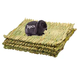 Rabbit Grass Mat Natural hay Bed and Straw Ball Toy for Rabbi tChinchilla Hamster Chewing Toy Grass