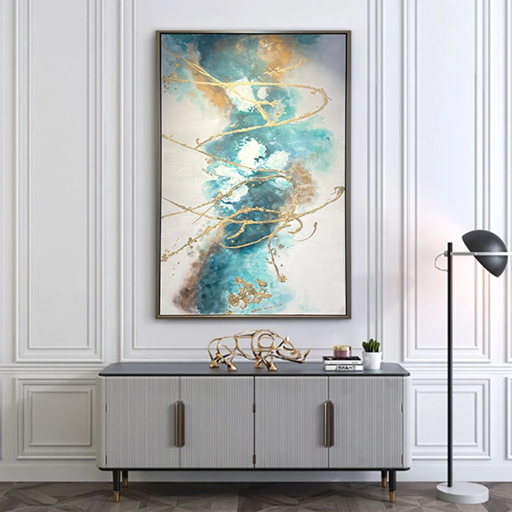 Creatively Rendered Abstract Painting With Frame Blending Soft Hues and Dynamic Shapes for a Captivating Wall Display