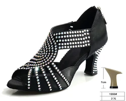 Latin Dance Shoes Tango Rumba Samba Rhinestones Ballroom Dancing Shoes Women Diamond Party Shoes Waltz Square Dance Heel