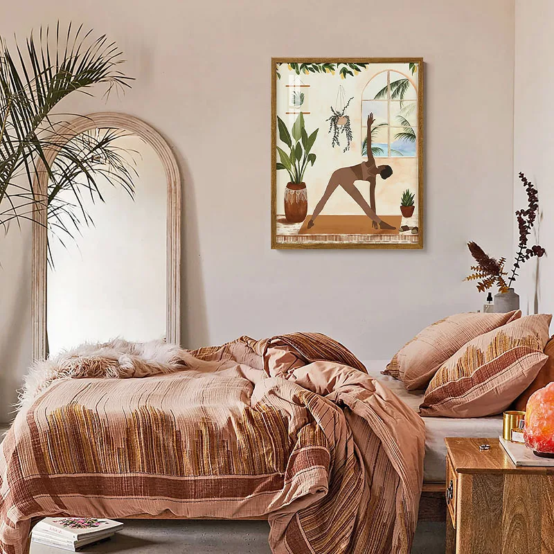 Yoga Woman Modern Wall Frame Paper Painting Art Entrance Wall Decor