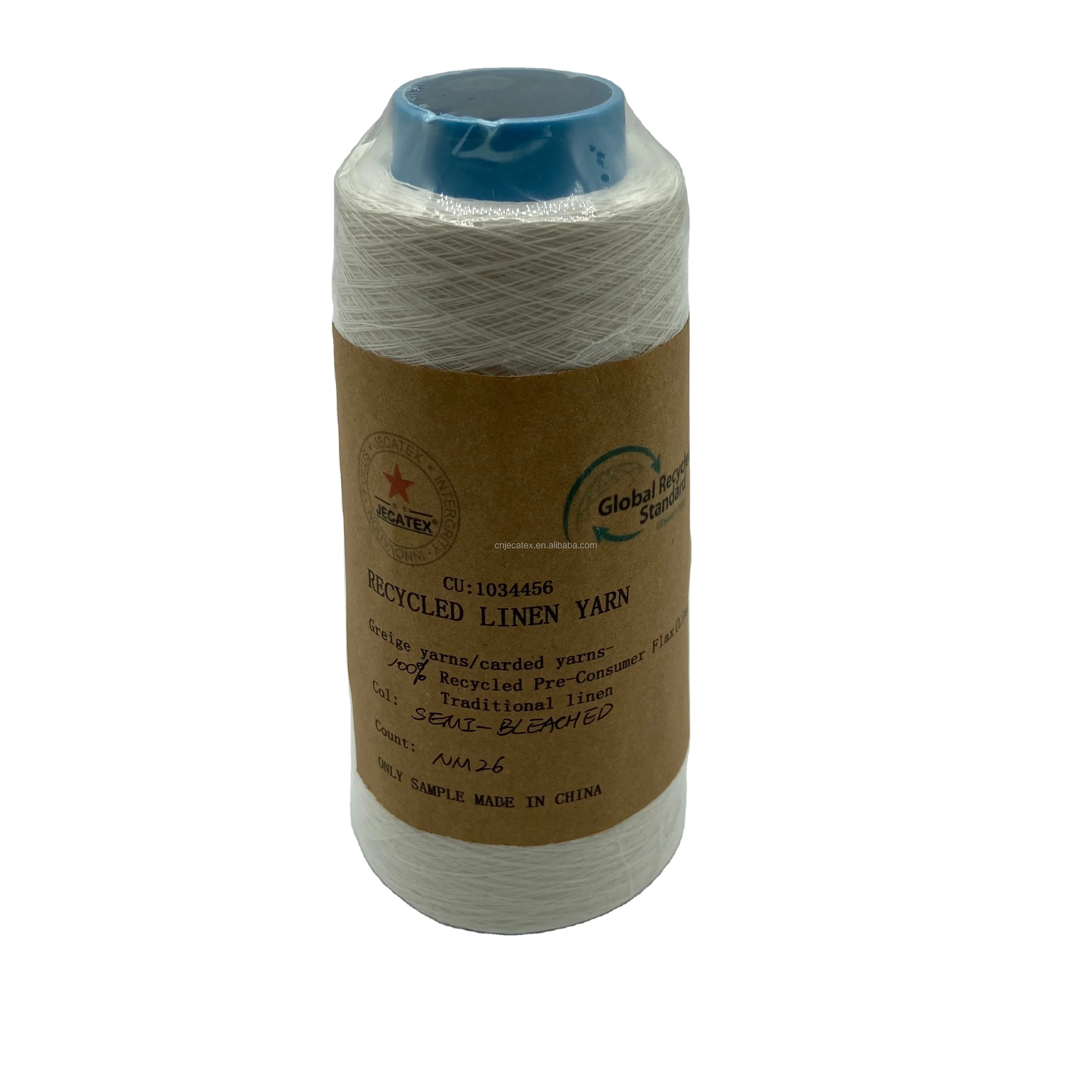 JECATEX NM26  100%  RECYCLED  SEMI-BLEACHED LINEN YARN LONG FIBER FRENCH LINEN GRS CERTIFIED,SUSTANIBLE FOR WOVEN KNIT