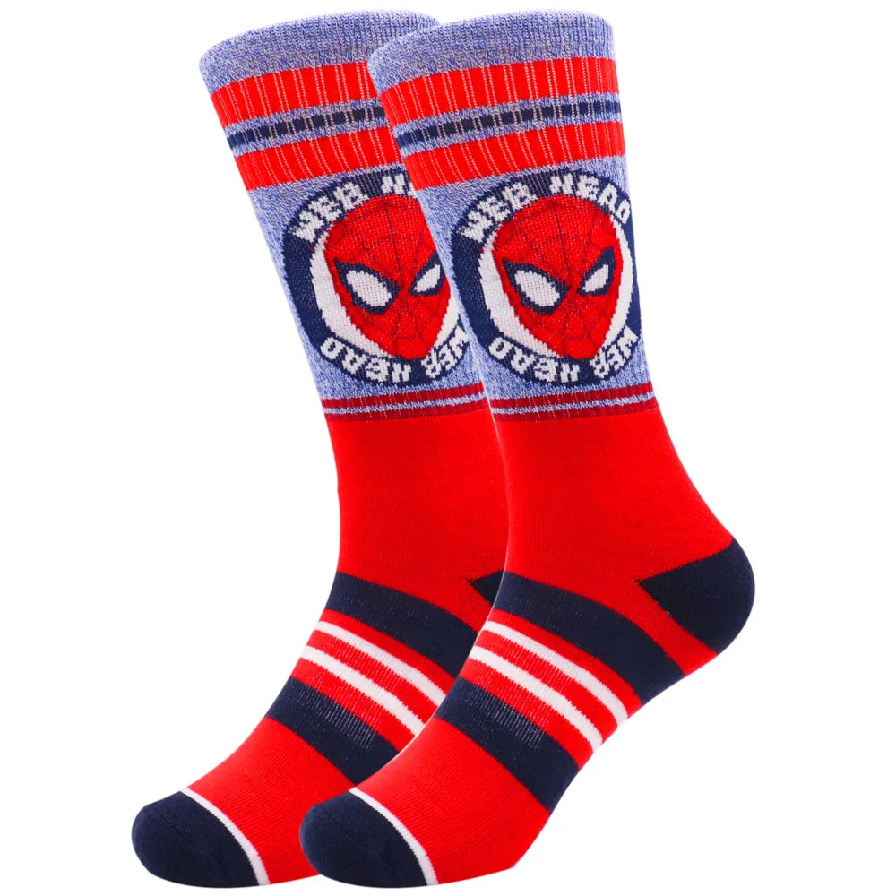 2022 Hot Selling Custom Design Funny Marvel Anime Super Hero Crew Socks Men Cotton Oem Fashion Socks Cartoon for Men Socks