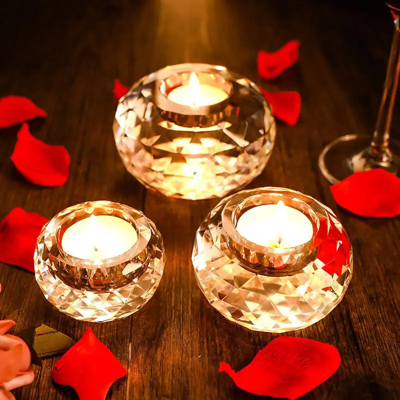 Pujiang Factory Wholesale Cheap Crystal Glass Candle Holder