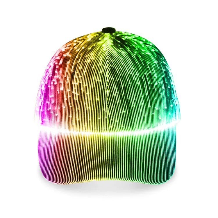 Hot Selling Fiber Optic Luminous Led Light Up Glow In The Dark Baseball Cap Hat For Christmas Party