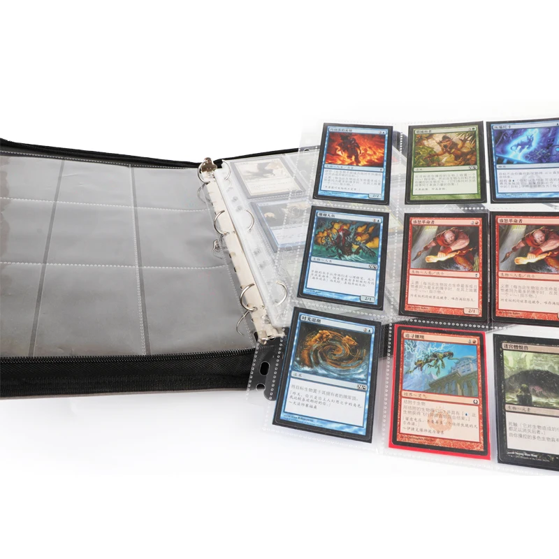 Pu Leather Binder With Zipper Board Game Card Photo Album Custom 9-Pocket Photo Album Card