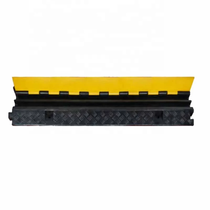 Yellow Cable Protector Ramp with 2 Channels,Rubber wire Cable Protector,Rubber Cable Ramp Hose/Cable Protector Ramp
