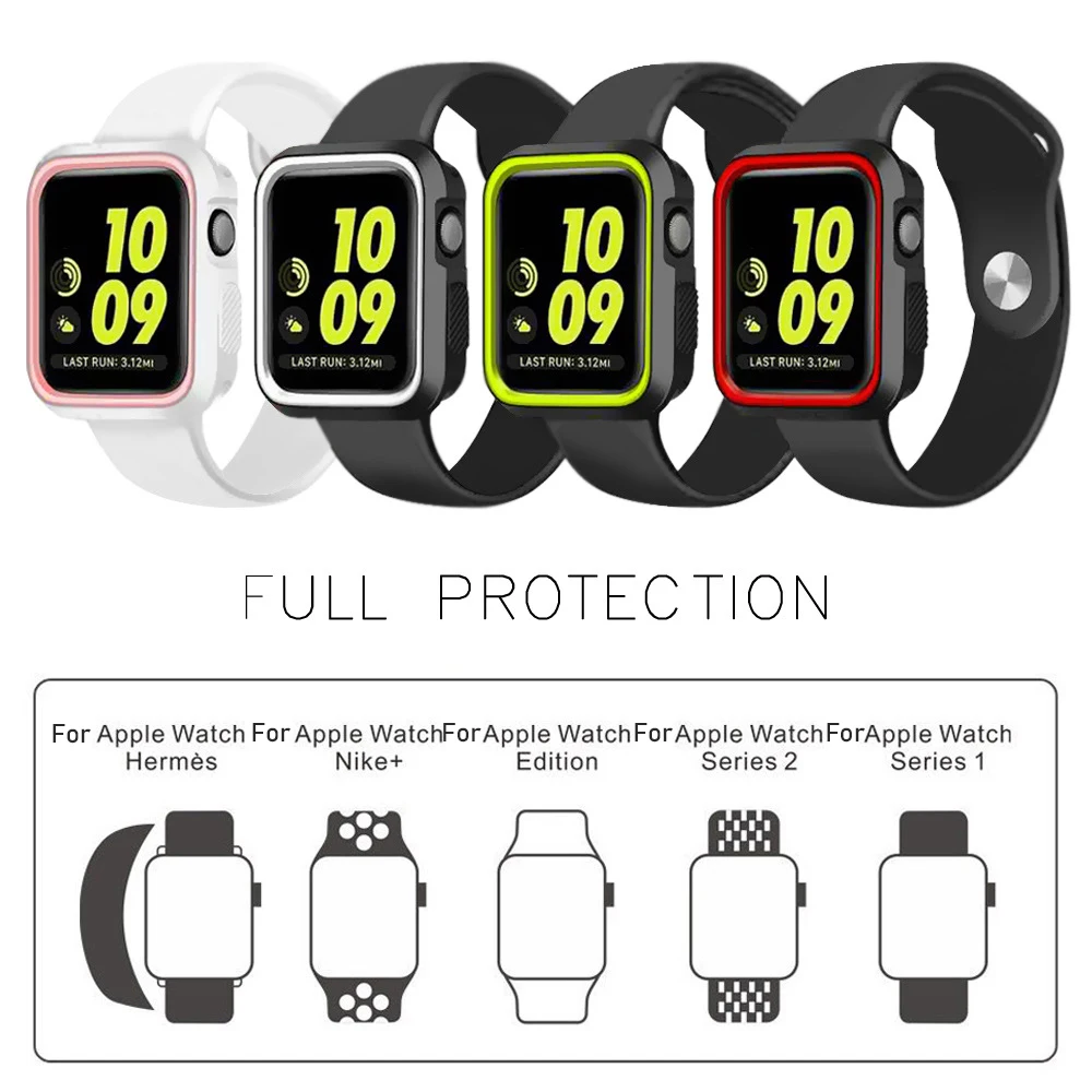 Многоцветный полноразмерный защитный чехол для iWatch силиконовый из ТПУ Apple Watch 38/40/42/44