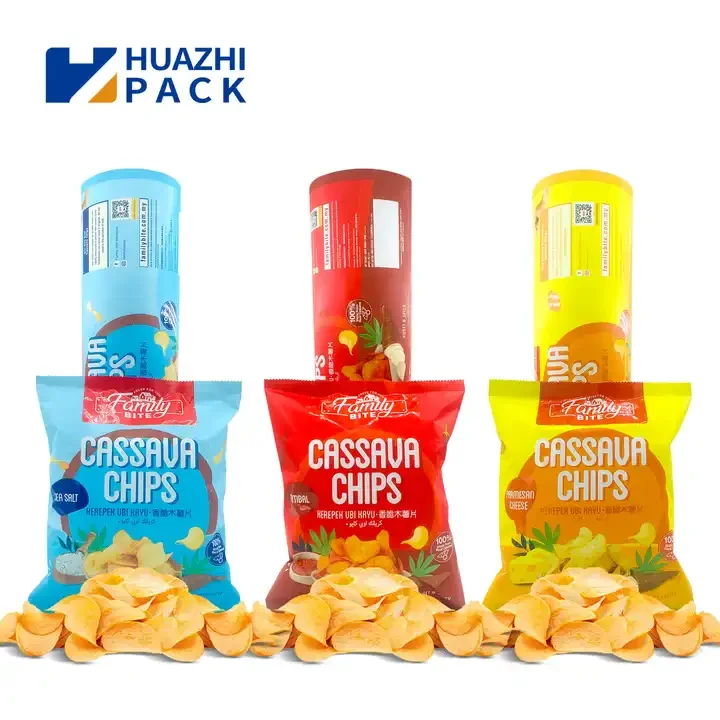 Custom Laminating Plastic Film Food Packaging Sachet Heat Seal Potato Chips Cookies Candy Coffee Sachet Packaging Film Roll