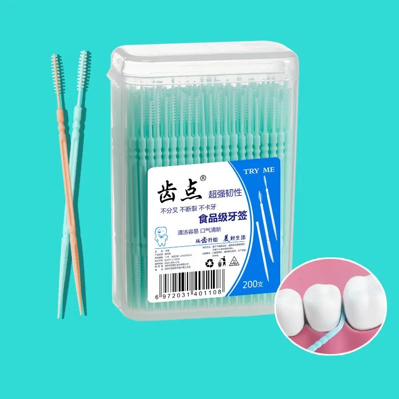 200pcs Bulk Low Price Box Package Mint Custom Interdental Brush Plastic Dental Pick Toothpick Wholesale