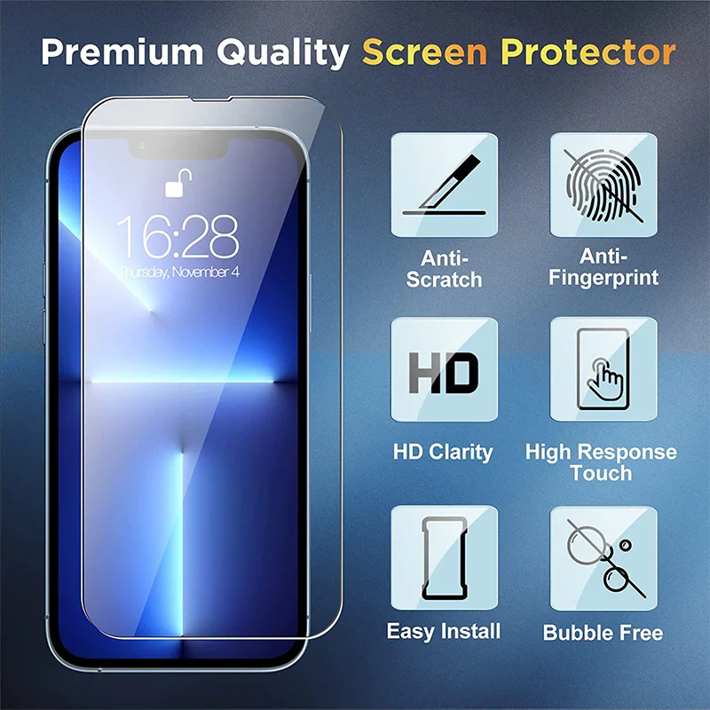 Mobile Phone Screen Guard HD Clear Anti Fingerprint 2.5D 9H Tempered Glass Screen Protector For iphone 14 14Pro 14 Plus Pro Max