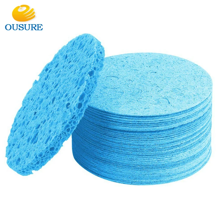 Natural Wood Original Pure Eco Friendly Women Girls Facial Face Wash Deep Clean vegetable cellulose sponge block for cleaning