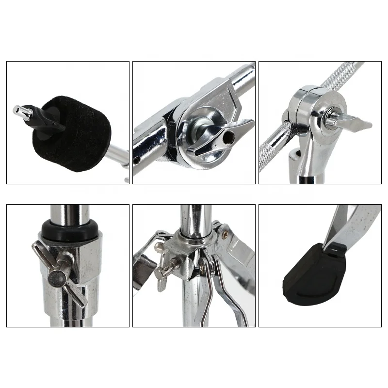 Cymbal Stand Straight & Cymbal Stand Double Braced Legs Height & Angle Adjustable Drum-kit Cymbal Support Rack