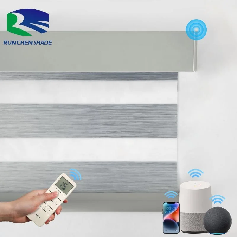 Custom Skylight Smart Automation Window Wifi Zebra Shades Factory Zebra Blinds Motorized Curtains Cordless Blind