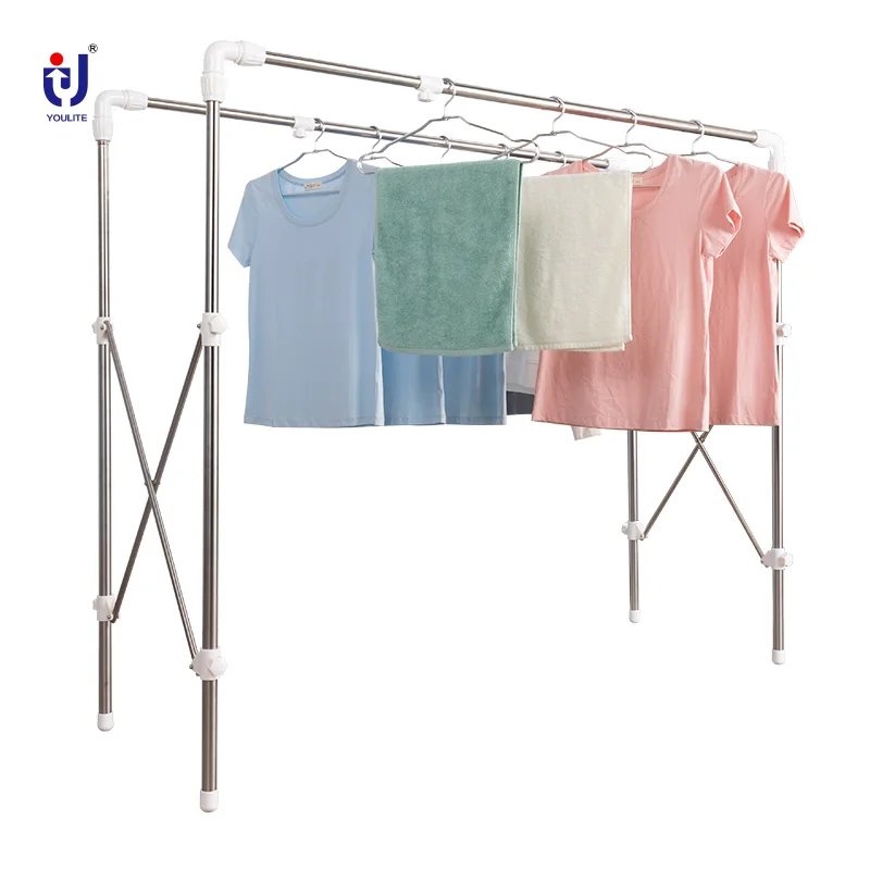 2 in 1 Folding Over Door Clothes Air Dryer Rack Wall Mouted Indoor Airer Drying Laundry Hanger Rack with 4 Hooks