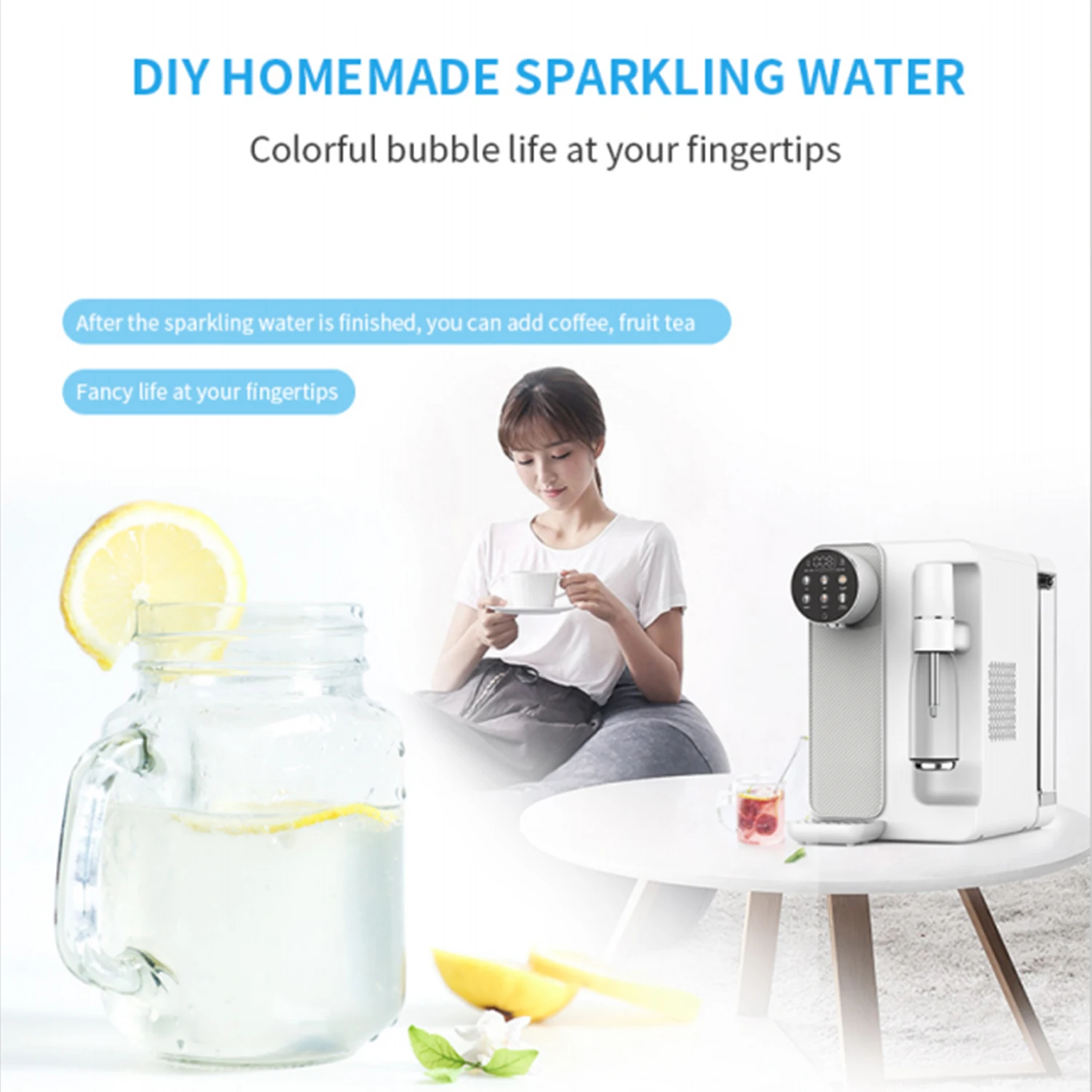 Home Countertop Hot Water Dispenser Soft Drink Co2 Carbonator Soda And Sparkling Water Maker