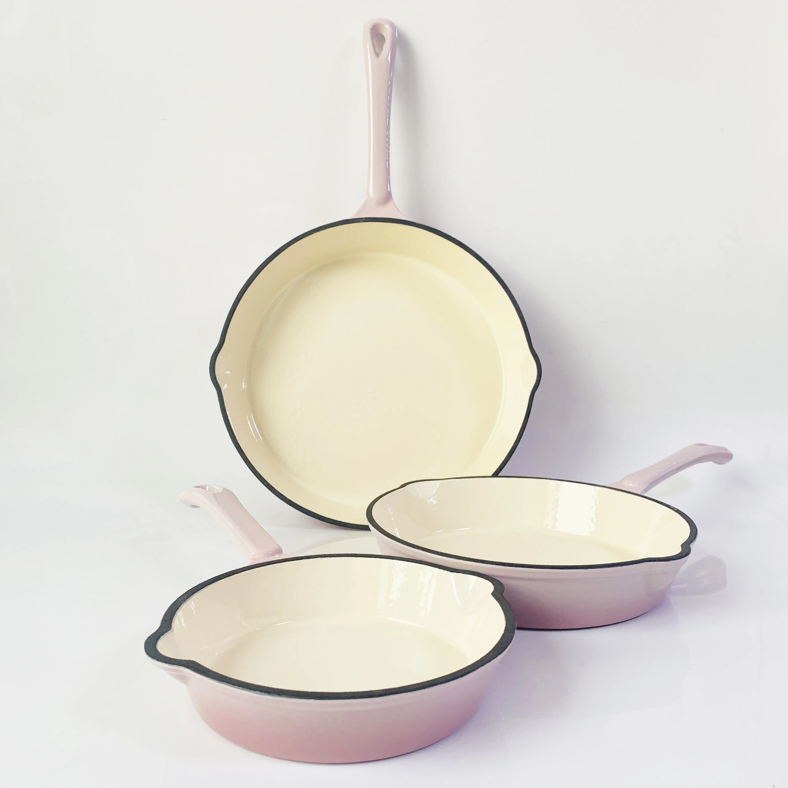 Enameled Cast Iron Shallow Fry Pan Cast Iron Non-Stick Ceramic Coating Electric Skillet